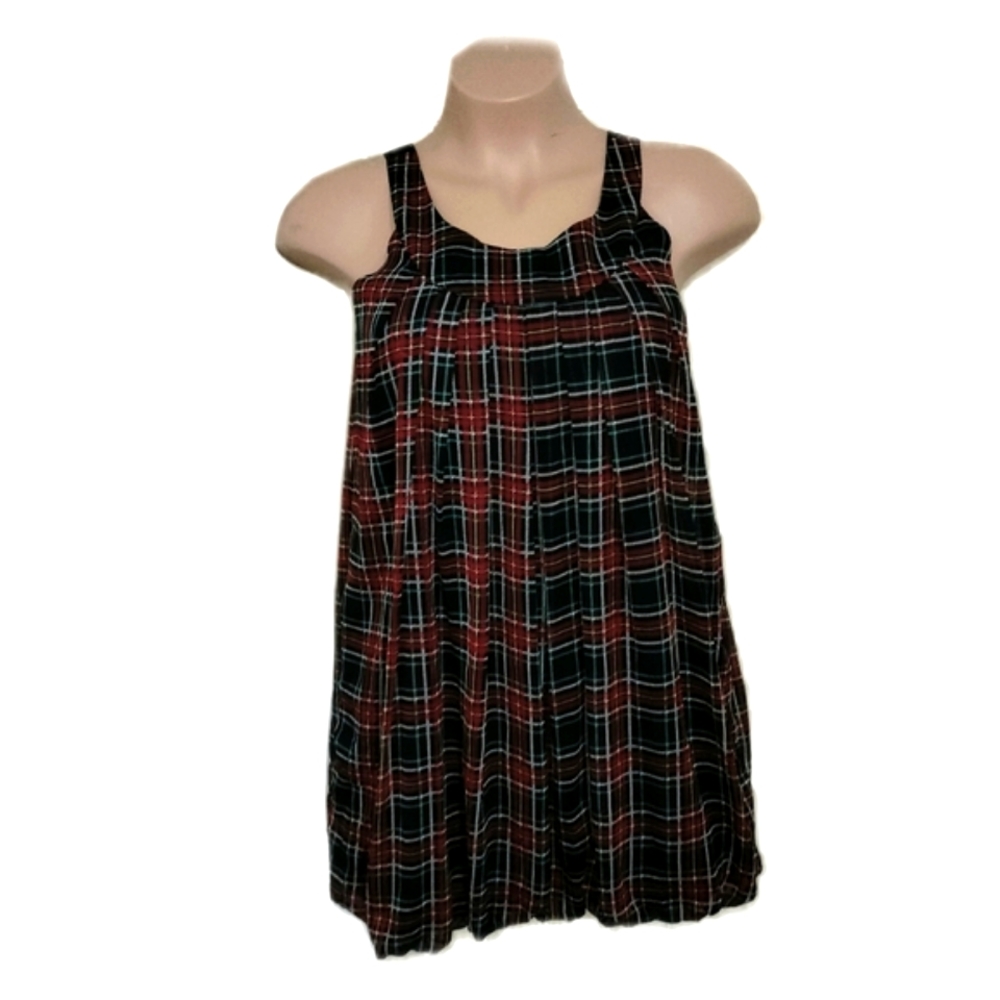Plaid sleeveless mini dress